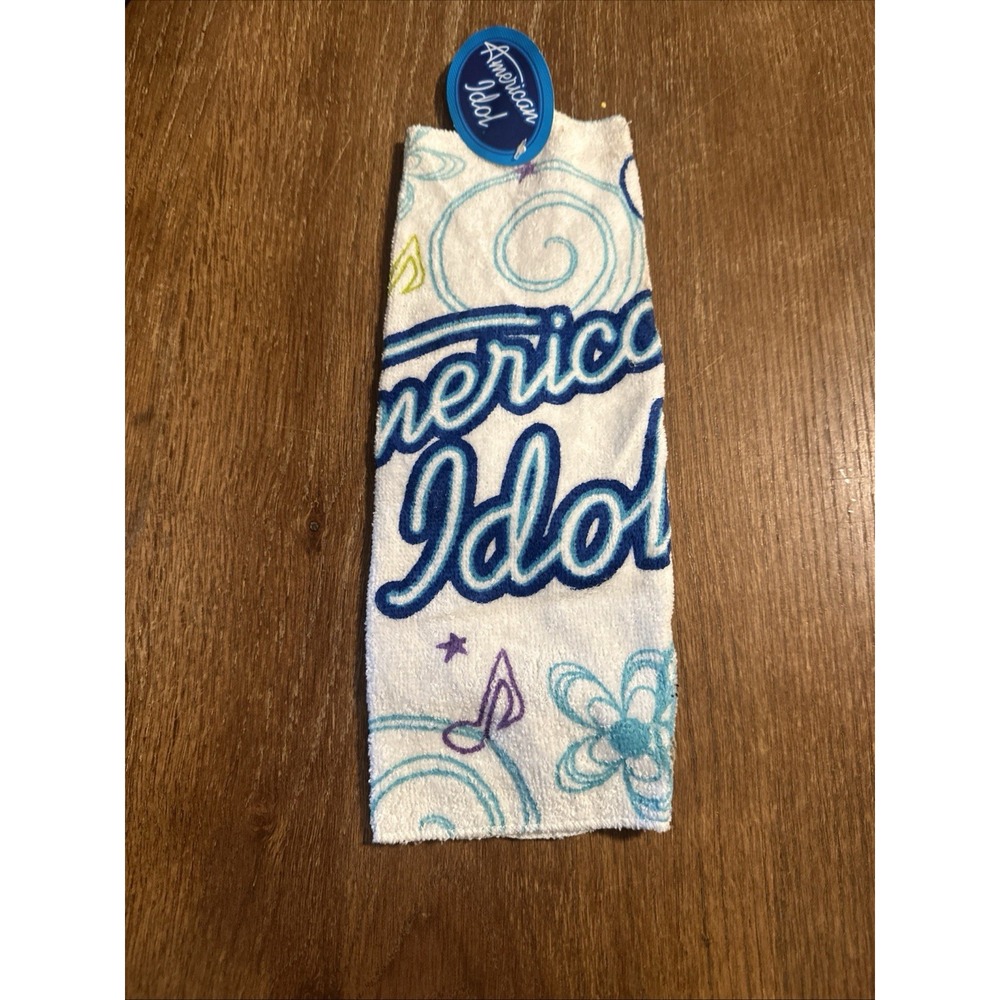 American Idol AUTHENTIC White W/ Blue Logo Bath Hand Towel RARE VINTAGE